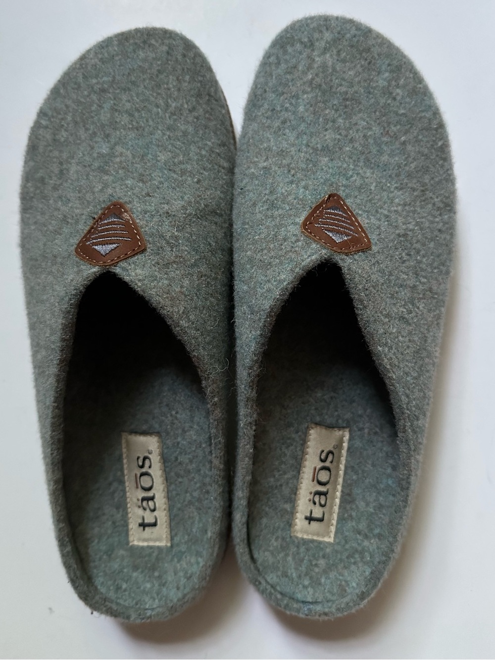 Taos Wool Slip On Clog Slipper Heathered Blue Brown Arch Support Size 41